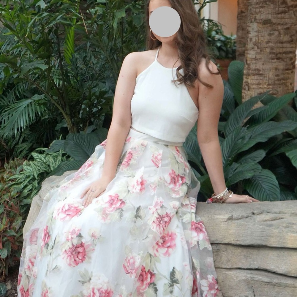 White floral prom dress